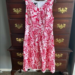 Talbots soft Red and White Floral Dress